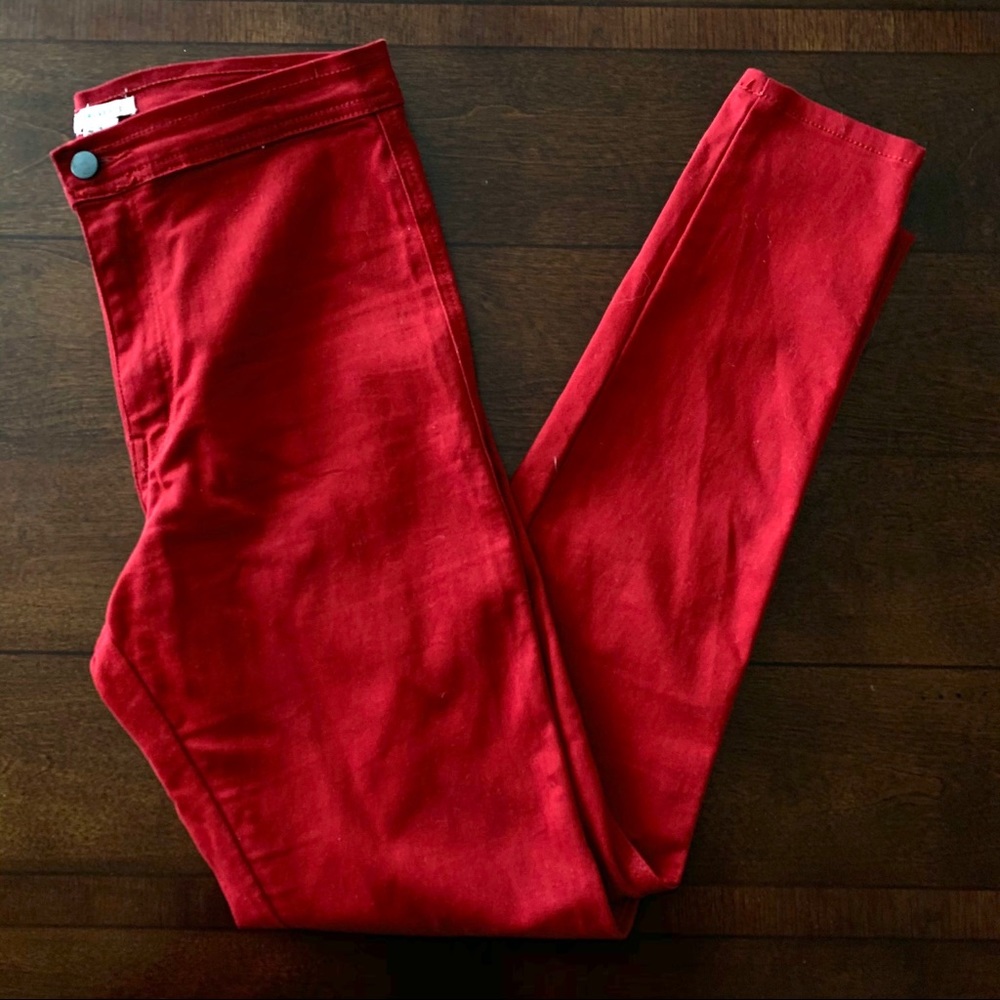 Cardinal Red High-Waisted Jeans